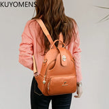 Soft Leather Women Backpacks Purses Shoulder Bags Rucksack for Girls