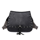 Women Bag PU Leather Tassel Crossbody Bag with Leopard Strap