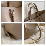 Vintage Leather Women Handbag Chain Travel Crossbody Shoulder Bag Set