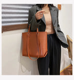 Vintage Leather Women Handbag Chain Travel Crossbody Shoulder Bag Set