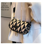 Canvas Crossbody Bag Geometry Saddle Messenger Bag for Women