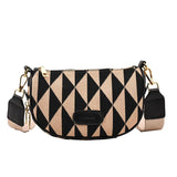 Canvas Crossbody Bag Geometry Saddle Messenger Bag for Women
