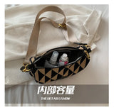 Canvas Crossbody Bag Geometry Saddle Messenger Bag for Women