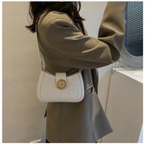 Plaid Quilted Crossbody Bag Lock Half Moon Messenger Bag for Women