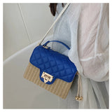 Women Straw Crossbody Bag Lock Flap Messenger Bag For Women Versatile