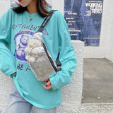 Women Chest Bag Bright Crossbody Bag PU Adjustable Shoulder Strap Pouch