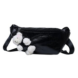 Women Chest Bag Bright Crossbody Bag PU Adjustable Shoulder Strap Pouch