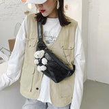 Women Chest Bag Bright Crossbody Bag PU Adjustable Shoulder Strap Pouch