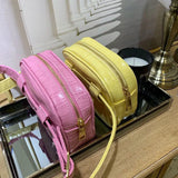 Pink Crocodile Pattern Leather Handbag Chest Bag Messenger Bag