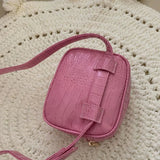Pink Crocodile Pattern Leather Handbag Chest Bag Messenger Bag