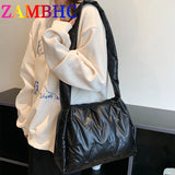 Women Down Shoulder Messenger Bag Winter Padded Space Handbag