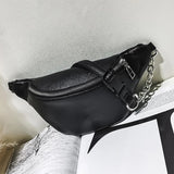 Women Fanny Pack PU Leather Zipper Travel Waist Bag Party Purse Belt Bag