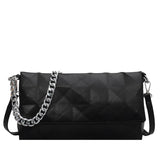 Geometric Shoulder Bag Metal Chain Crossbody Soft Leather Messenger