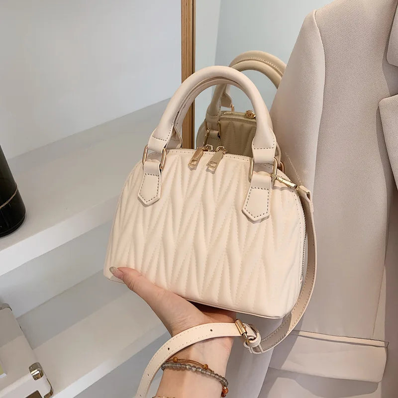 Embroidery Leather Shoulder Bags Purse Crossbody Shell Bag