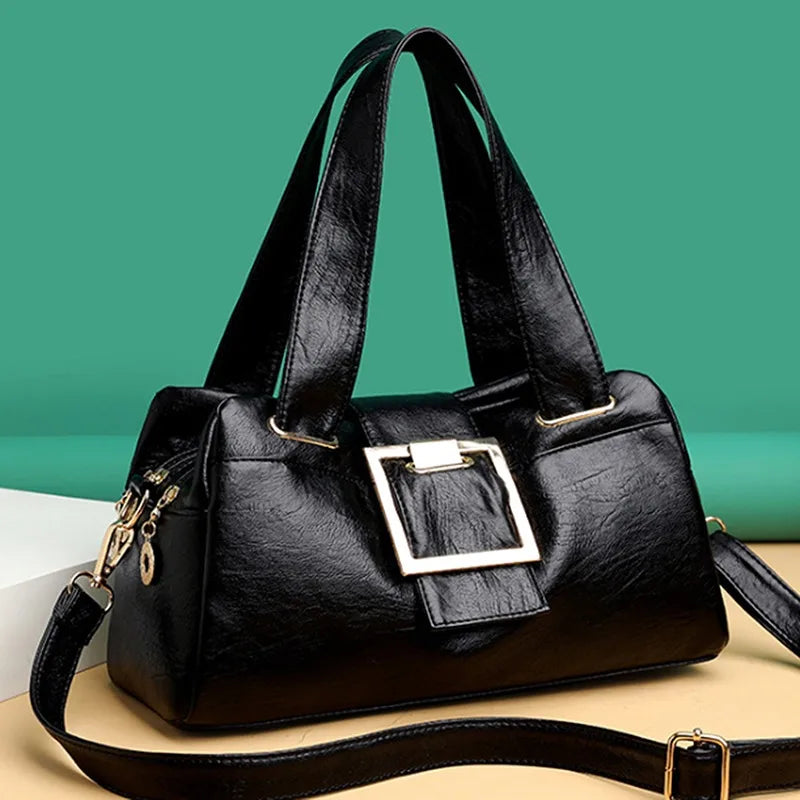 Women PU Leather Handbags Large Capacity Tote Shoulder Bag