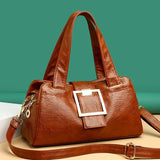 Women PU Leather Handbags Large Capacity Tote Shoulder Bag