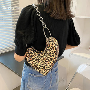 Leopard Heart Handbag Shoulder Bag Lady Girl Gift
