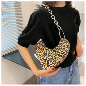 Leopard Heart Handbag Shoulder Bag Lady Girl Gift