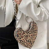 Leopard Heart Handbag Shoulder Bag Lady Girl Gift