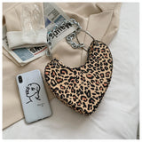 Leopard Heart Handbag Shoulder Bag Lady Girl Gift