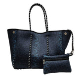 Leopard Neoprene Tote Bag with Purse, Colorful Prene Overnight Travel Beach Bag