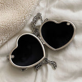 Women Peach Heart Evening Clutch Handbag Chain Shoulder Bag Wedding Wallet