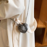 Women Peach Heart Evening Clutch Handbag Chain Shoulder Bag Wedding Wallet