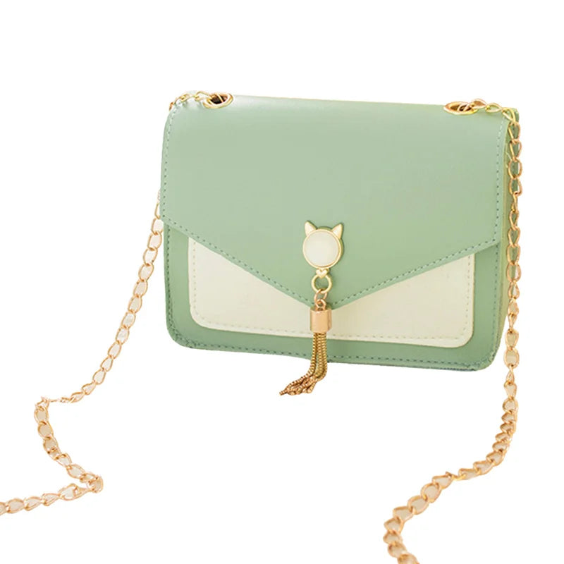 Tassel Chain Shoulder Small Square Bag Messenger Crossbody Bag