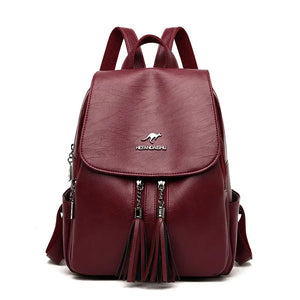 Women Tassel Backpacks Soft Leather Travel Shoulder Bags For Girls KL1155