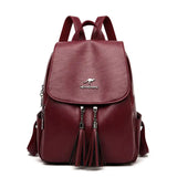 Women Tassel Backpacks Soft Leather Travel Shoulder Bags For Girls KL1155