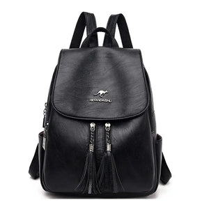 Women Tassel Backpacks Soft Leather Travel Shoulder Bags For Girls KL1155