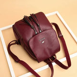 Women Tassel Backpacks Soft Leather Travel Shoulder Bags For Girls KL1155