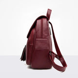 Women Tassel Backpacks Soft Leather Travel Shoulder Bags For Girls KL1155