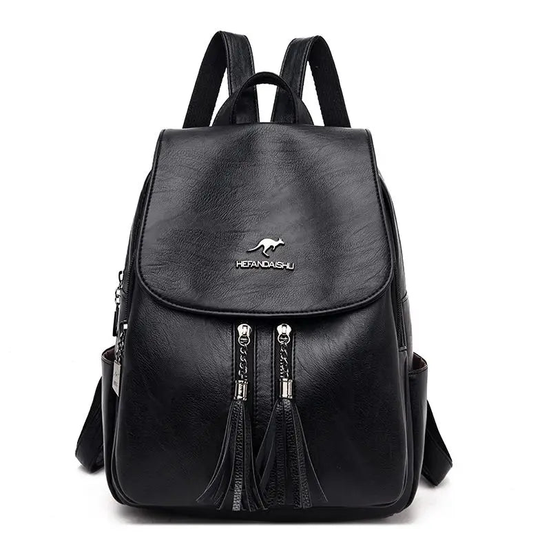 Women Tassel Backpacks Soft Leather Travel Shoulder Bags For Girls KL1155