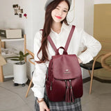 Women Tassel Backpacks Soft Leather Travel Shoulder Bags For Girls KL1155