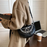 Leather Waist Bag Ladies Fanny Pack Thick Chain Crossbody Chest Bags