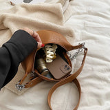 Leather Waist Bag Ladies Fanny Pack Thick Chain Crossbody Chest Bags