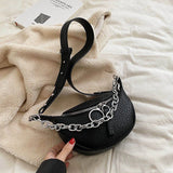 Leather Waist Bag Ladies Fanny Pack Thick Chain Crossbody Chest Bags