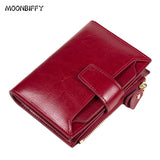 Retro Oil Wax Cowhide Women's Wallet Short Zipper Small Coin Purse