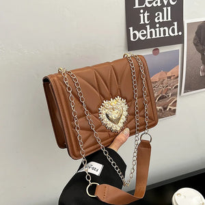 Retro Heart Shoulder Bag Crossbody Bags for Women