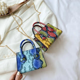 Snake Print Shoulder Bag Crossbody Handle Chain Bag Vintage Wild