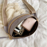 Women's Leather Chest Bag Chain Shoulder Crossbody Handbag