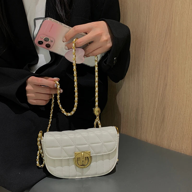 Women's Square Crossbody Bag Chains Strap Metal Small Purse