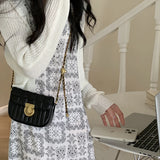 Women's Square Crossbody Bag Chains Strap Metal Small Purse