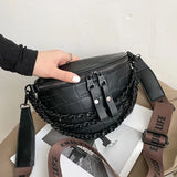 Women's Fanny Pack Retro Waist Bag with Thick Chain Shoulder Crossbody Chest Bag