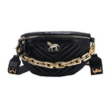 Women's Fanny Pack Retro Waist Bag with Thick Chain Shoulder Crossbody Chest Bag