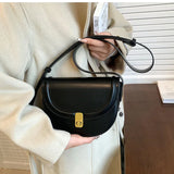 Women's Half Round Saddle Purse PU Leather Crossbody Bags Chain Handbag
