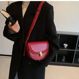 Women's Half Round Saddle Purse PU Leather Crossbody Bags Chain Handbag