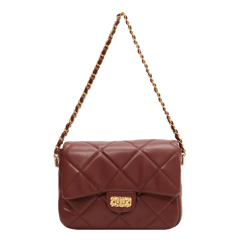 Women's Small Square Shoulder Bag High PU Material Purse