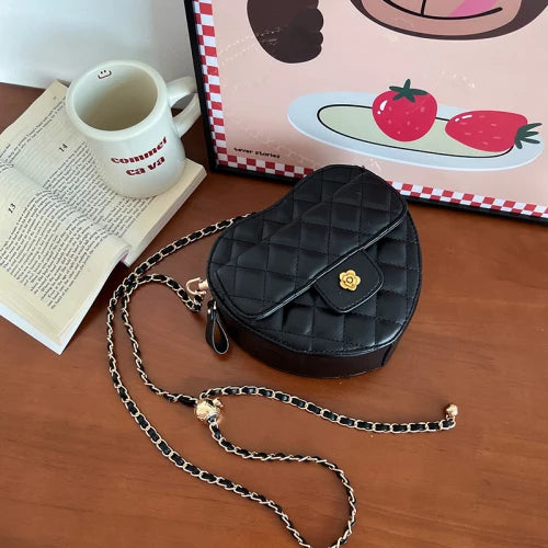 Heart Shoulder Bag Bead Chain Crossbody Purse Clutch Tote Handbags